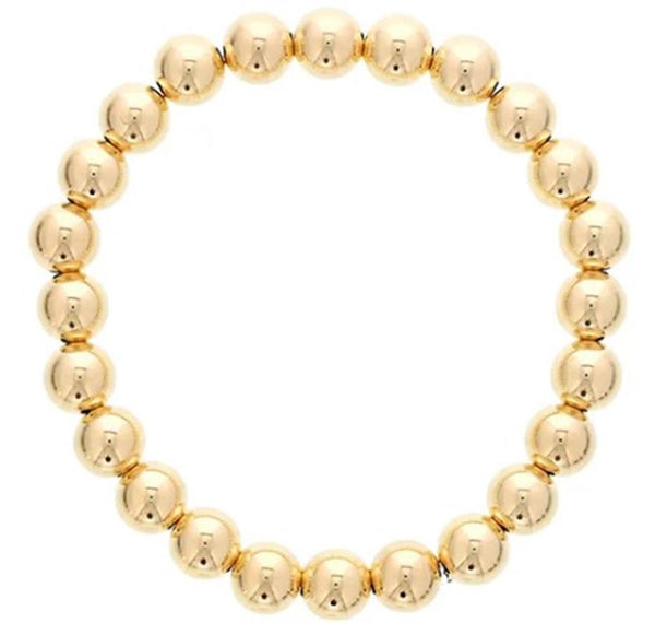 Bold & Stylish Alternative Metal Bracelets 8.0 MM Yellow Gold Filled Bead Bracelet, 7 Inch