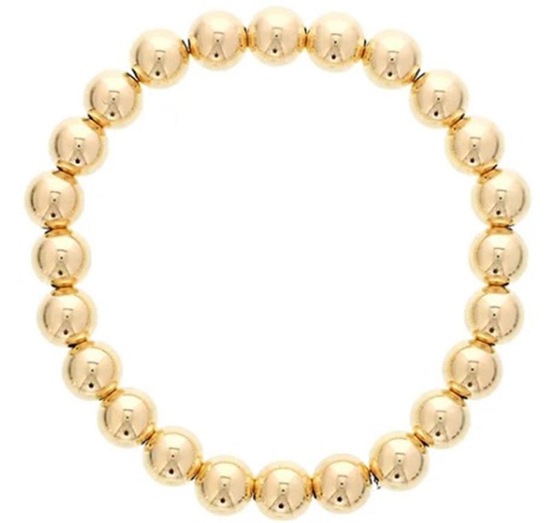 Bold & Stylish Alternative Metal Bracelets 8.0 MM Yellow Gold Filled Bead Bracelet, 7 Inch