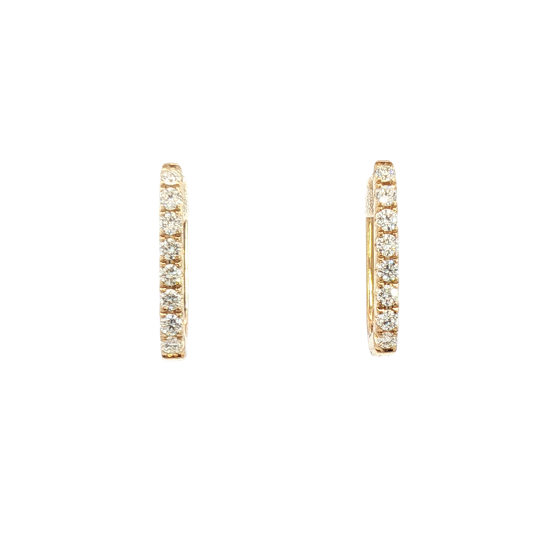 Classic & Contemporary 14K Yellow Gold 0.34 Carats Diamond Medium Oval Hoop Earrings