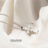 Elegant Pearl Necklaces & Pendants Sterling Silver & Simulated Pearl Cross Necklace - 17.5  Inch
