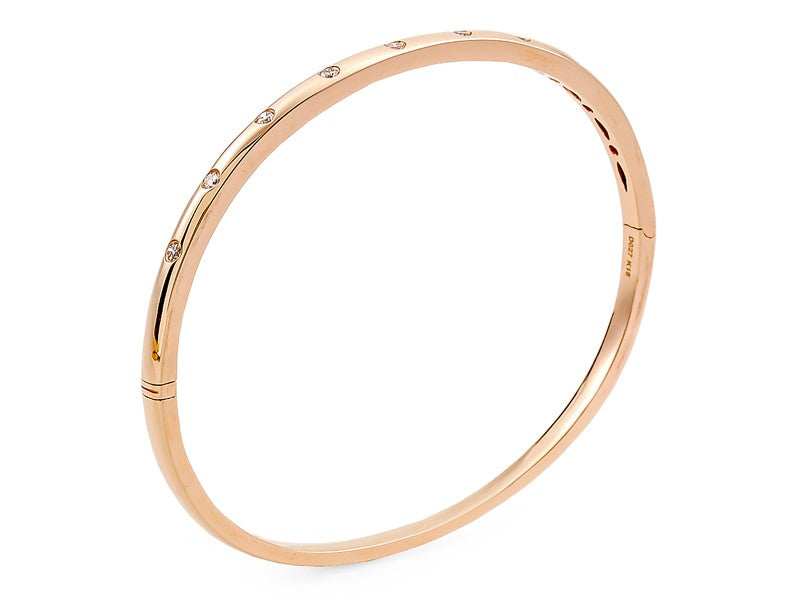 Rosé 18 Karat Gold 0.26 Carats Bezel Diamond Bangle Bracelet
