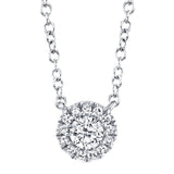 White 14 Karat Gold 0.14 Carats Diamond Halo Necklace