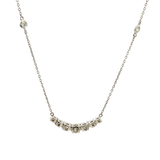 Elegant Diamond Necklaces 18K White Gold 0.87 Carats Diamond Flexible Smile Bar Station Necklace - 17 Inch