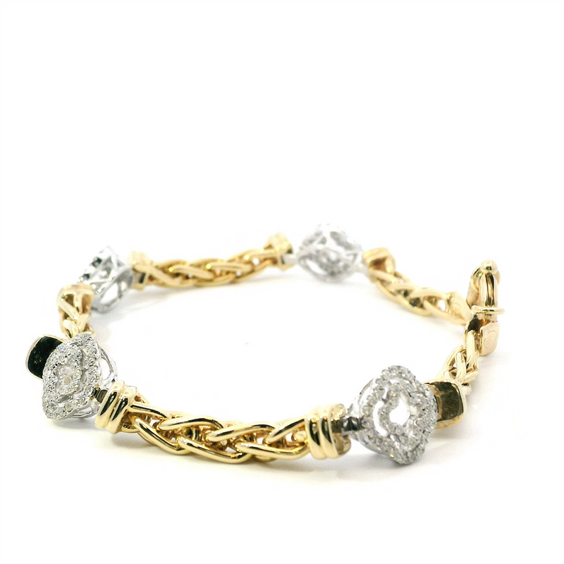 Sophisticated & Timeless Diamond Bracelets 14K Gold Two-Toned Primary Stone.Shape Primary Stone.Type & Stone 2.Shape Stone 2.Type Link Bracelet - 0.95 CTW, Size 8 Inch