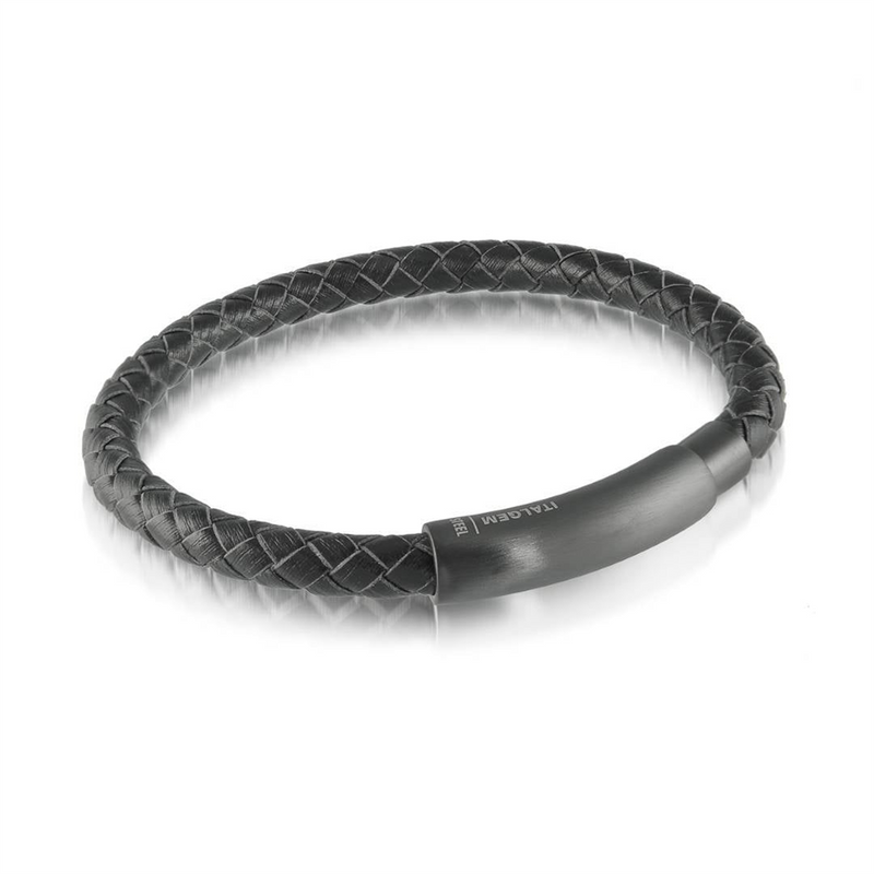 Bold & Stylish Alternative Metal Bracelets Black Braided Leather Bracelet, 8.25 Inch