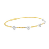 Sophisticated & Timeless Diamond Bracelets 14K Gold Two-Toned White & Yellow & Titanium Diamond Quatrefoil Flexible Bangle Bracelet - 0.35 CTW, Size 6.75 Inch
