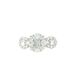Elegant & Trendy 18K Gold White 1.49 Carats Baguette & Round Diamond Halo Fashion Ring