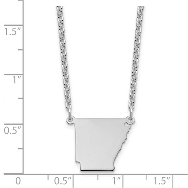 Sterling Silver Arkansas Pendant Necklace, Engravable, 18-Inch Chain