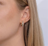 Classic & Contemporary 14K Yellow Gold 0.39 Carats Baguette & Round Diamond Medium Octagon Hoop Earrings