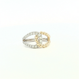 Elegant & Trendy 14K White & Yellow Gold 0.50 Carats Diamond Double Loop Ring