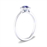 White 10 Karat Gold 0.30 Carats Synthetic Alexandrite & 0.05 Carats Diamond Halo Ring