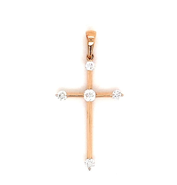 Rosé 18 Karat Gold 0.14 Carats Medium Diamond Cross Pendant