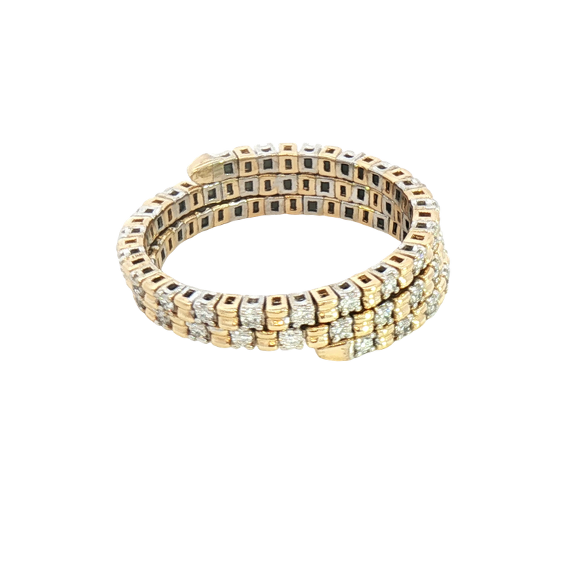 Elegant & Trendy 14K Yellow & White Gold 0.51 Carats Diamond Flexible Bypass Ring