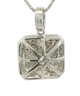 Elegant Diamond Necklaces & Pendants 18K White Gold Square Cushion 0.72 Carats Diamond Cluster Pendant