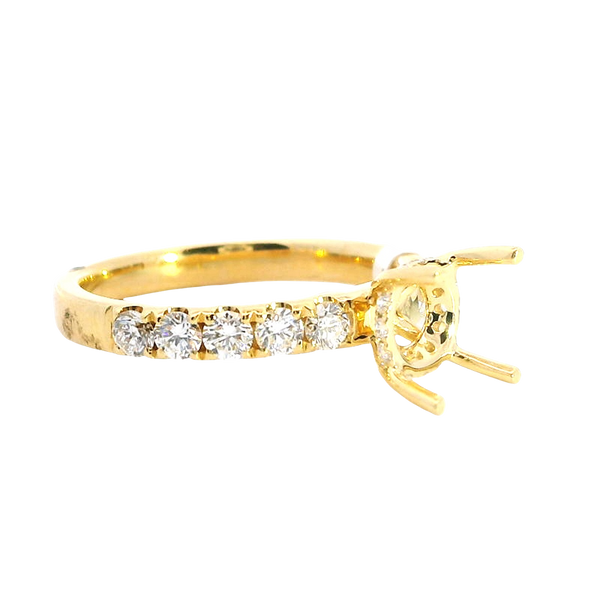 Elegant Diamond Mountings 18K Yellow Gold 1.50 Carats Round Setting -  0.63 Carats Diamond Ring