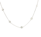 Elegant Diamond Necklaces 14 White Gold 1.01 Carats Diamond Station Necklace - 18 Inch