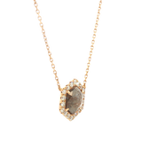 Elegant Diamond Necklaces 18K Rosé Gold 1.86 Carats Diamond Slice & 0.25 Carats Diamond Halo Necklace - 18 Inch