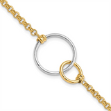 Elegant & Durable Designs 10K Yellow & White Gold Rolo Bracelet - 7.5 Inch