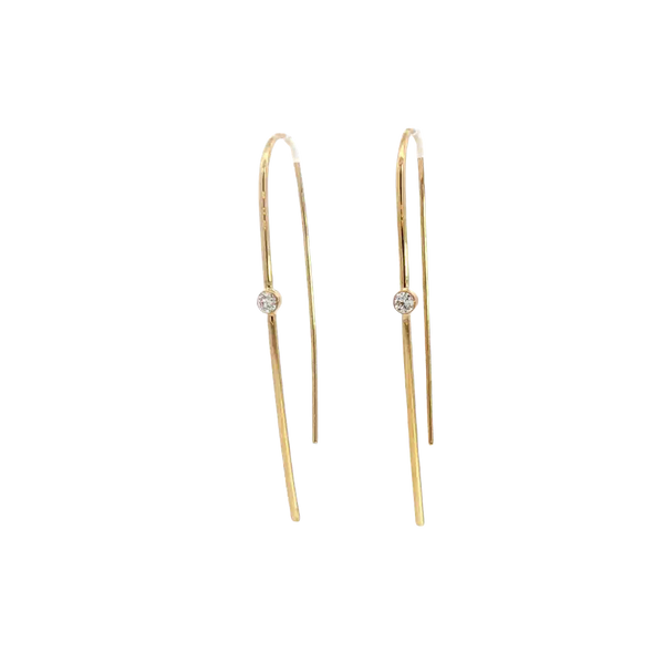 Classic & Contemporary 18K Yellow Gold 0.14 Carats Diamond Threader Earrings