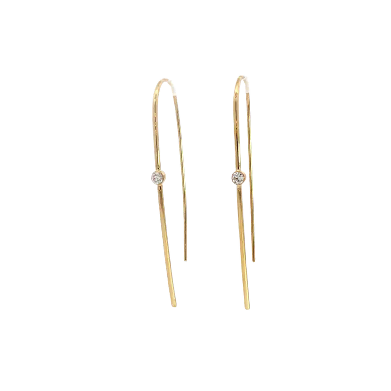 Classic & Contemporary 18K Yellow Gold 0.14 Carats Diamond Threader Earrings