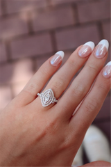 14K Gold White Halo Marquise Diamond Engagement Ring - 1.07 CTW Diamond