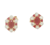 Vibrant Color Stone 14K Gold Yellow 1.10 Carats Rubies & 0.50 Carats Diamonds Stud Earrings