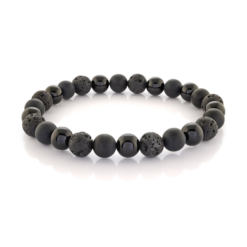 Elegant & Eye Catching Black Onyx & Lave Bracelet, Length 8.25 Inch