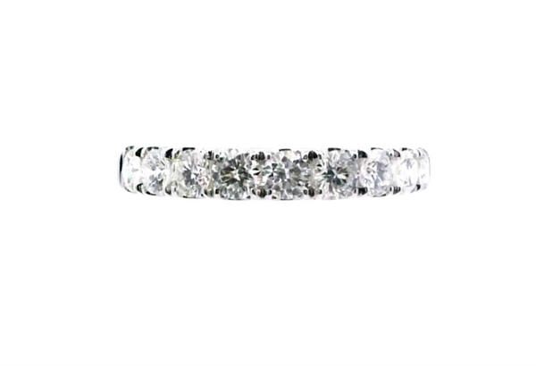 18K White Gold Anniversary Diamond Wedding Band, 0.80ct 9 Round Diamonds, F/G Color, VS2 Clarity