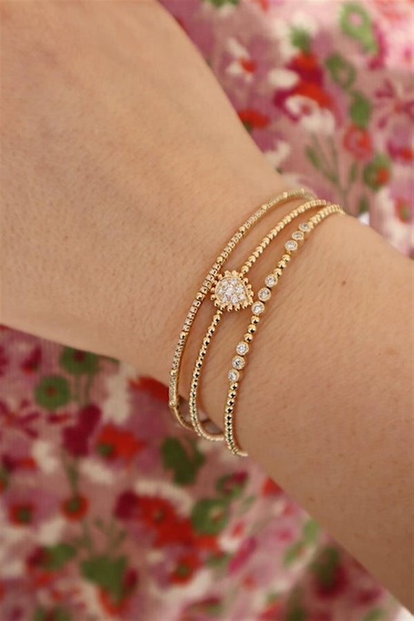 Sophisticated & Timeless Diamond Bracelets 14K Gold Yellow & Titanium Round Diamond Bangle Bracelet - 0.14 CTW