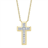 Elegant Diamond Necklaces 14K Yellow Gold 0.17 Carats Diamond Cross Necklace - 18 Inch
