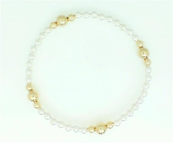 Two-Toned Sterling Silver Stretch Bead Bracelet