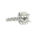 Elegant Diamond Mountings 18K White Gold Round 1.0C Diamond Halo Engagement Ring Setting, 1.26 Carat Total Weight