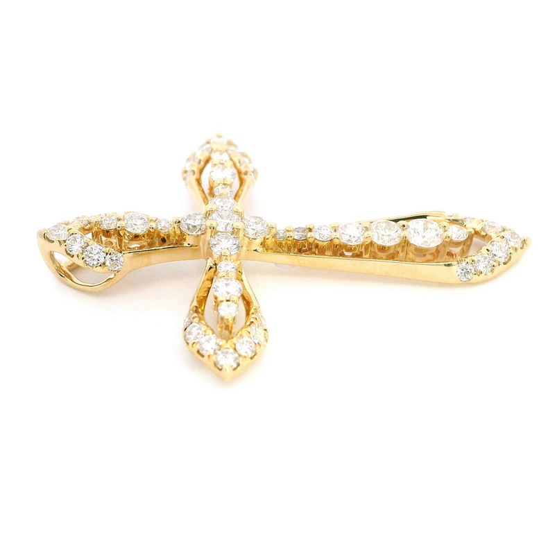 Elegant Diamond Necklaces & Pendants 18K Yellow Gold 0.70 Carats Diamond Medium Cross Pendant
