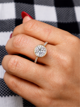 14K Gold Yellow Accented Round Lab Grown Diamond Bezel Engagement Ring - Lab-Grown 3.18 CTW Diamond