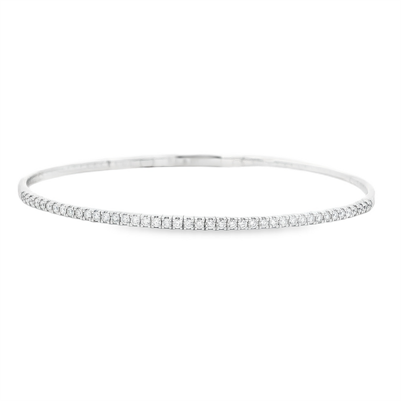 Sophisticated & Timeless Diamond Bracelets 14K Gold White & Titanium 0.50 Carats Flexible Bangle Bracelet - 0.5 CTW, Size 6.75 Inch