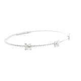 Sophisticated & Timeless Diamond Bracelets 14K Gold White & Titanium Beaded Diamond Bangle Bracelet - 0.38 CTW, Size 6.75 Inch