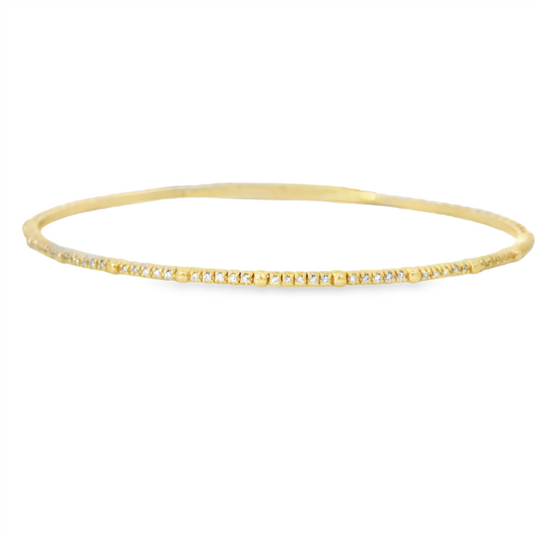 Sophisticated & Timeless Diamond Bracelets 14K Gold & Titanium Yellow Round Diamond Flexible Bangle Bracelet - 0.15 CTW, Size 6.75 Inch