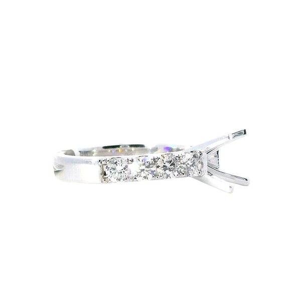 Elegant Diamond Mountings 18K White Gold Round 1.5ct Diamond Engagement Ring Semi-Mount,  1.08 Carats Accent Diamonds