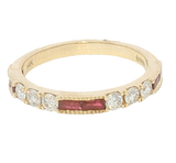 Elegant & Trendy 14K Yellow Gold 0.47 Carats Ruby & 0.35 Carats Diamond Stackable Ring