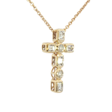 Elegant Diamond Necklaces & Pendants 14K Yellow Gold Bezel Set Baguette & Round 0.319 Carats Diamonds Pendant