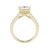Elegant Diamond Mountings 14K Yellow Gold Emerald Cut Cubic Zirconium & 0.33 Carats Diamond Engagement Ring