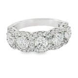 Elegant & Trendy 18K White Gold 5 Stone Blended Halo 2.15 Carats Diamond Band