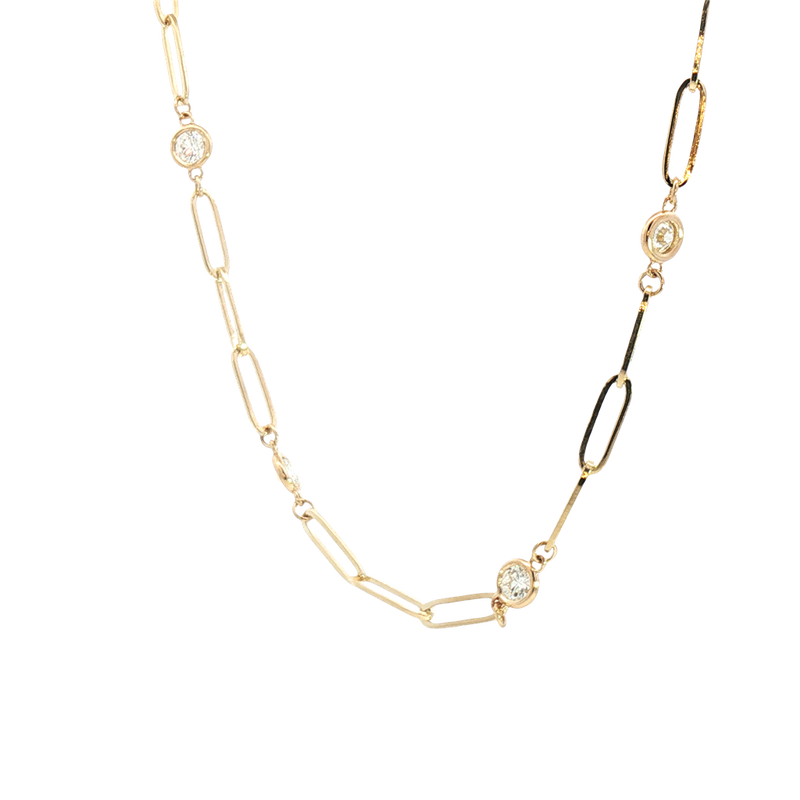 Elegant Diamond Necklaces 14K Yellow Gold 1.80 Carats Diamond Station Necklace - 18 Inch