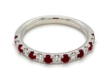 Bold & Elegant 14K Gold White Stackable Color Stone Fashion Bands - Alternating Stackable Band Ruby 0.48 Carats & Diamonds 0.28 Carats