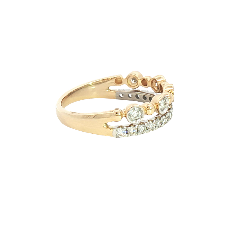 Elegant & Trendy 14K Yellow & White Gold 0.47 Carats Diamond Duo Stack Band