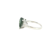 Bold & Elegant 18K White Gold Pear Cut 2.61 Carats Green Tourmaline & 0.39 Carats Diamond Ring