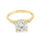 Elegant Diamond Mountings 14K Yellow Gold Round Cut Cubic Zirconium & 0.11 Carats Diamond Engagement Ring