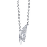 Elegant Diamond Necklaces 14K White Gold 0.15 Carats Diamond Butterfly Necklace - 18 Inch