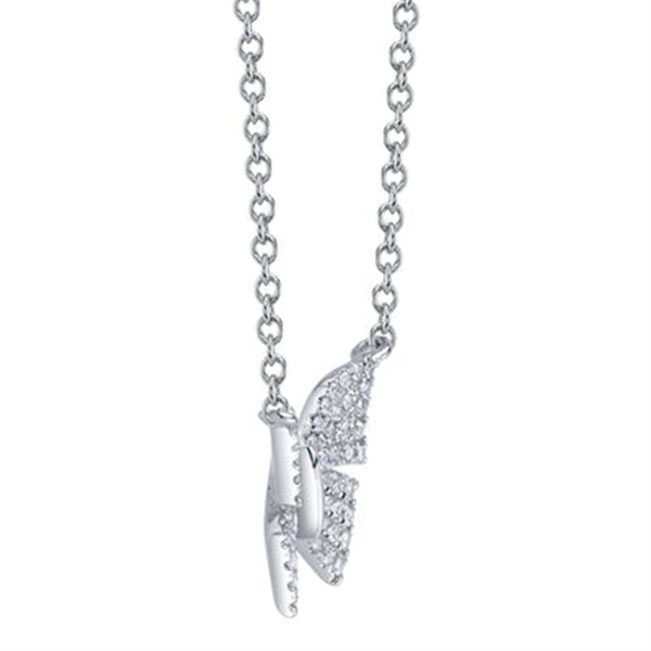Elegant Diamond Necklaces 14K White Gold 0.15 Carats Diamond Butterfly Necklace - 18 Inch