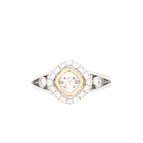 Elegant & Trendy 14K White & Yelow Gold 0.61 Carats Diamond Halo Ring